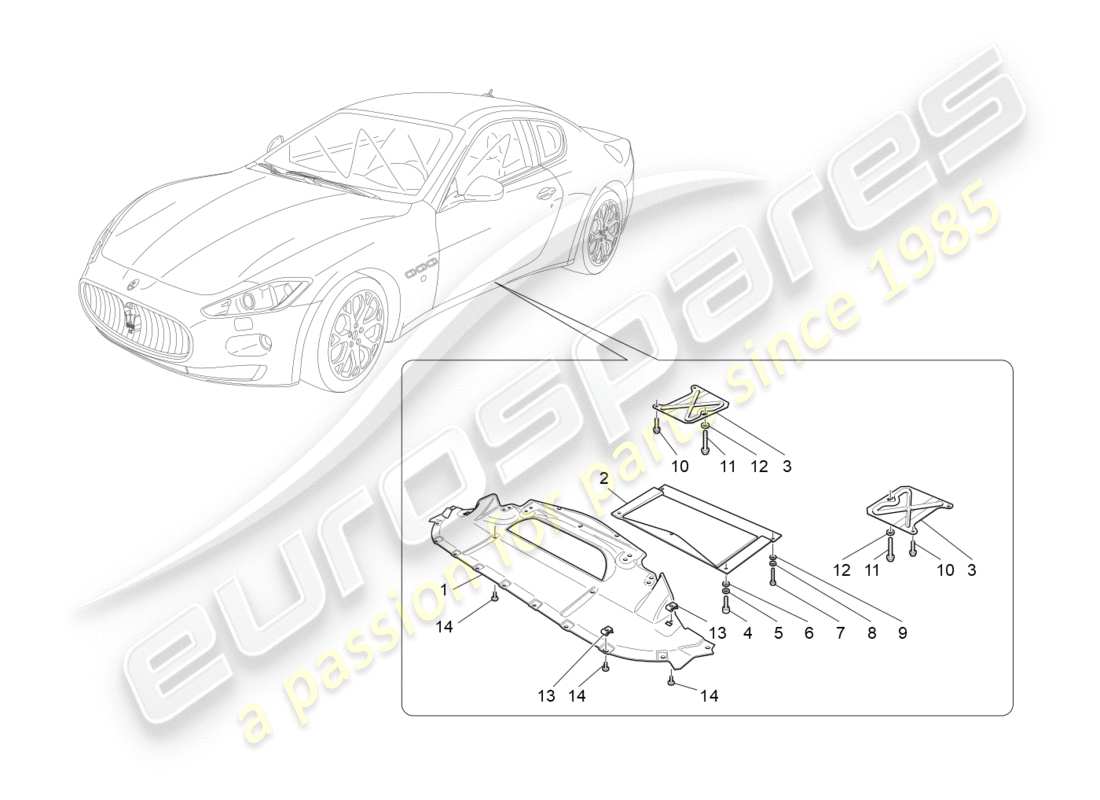 maserati granturismo (2009) underbody and underfloor guards part diagram