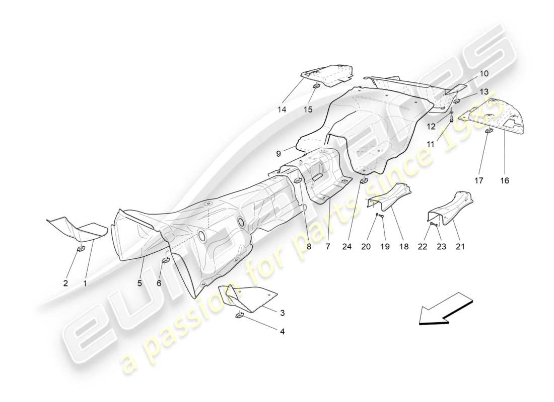 maserati granturismo s (2014) thermal insulating panels parts diagram