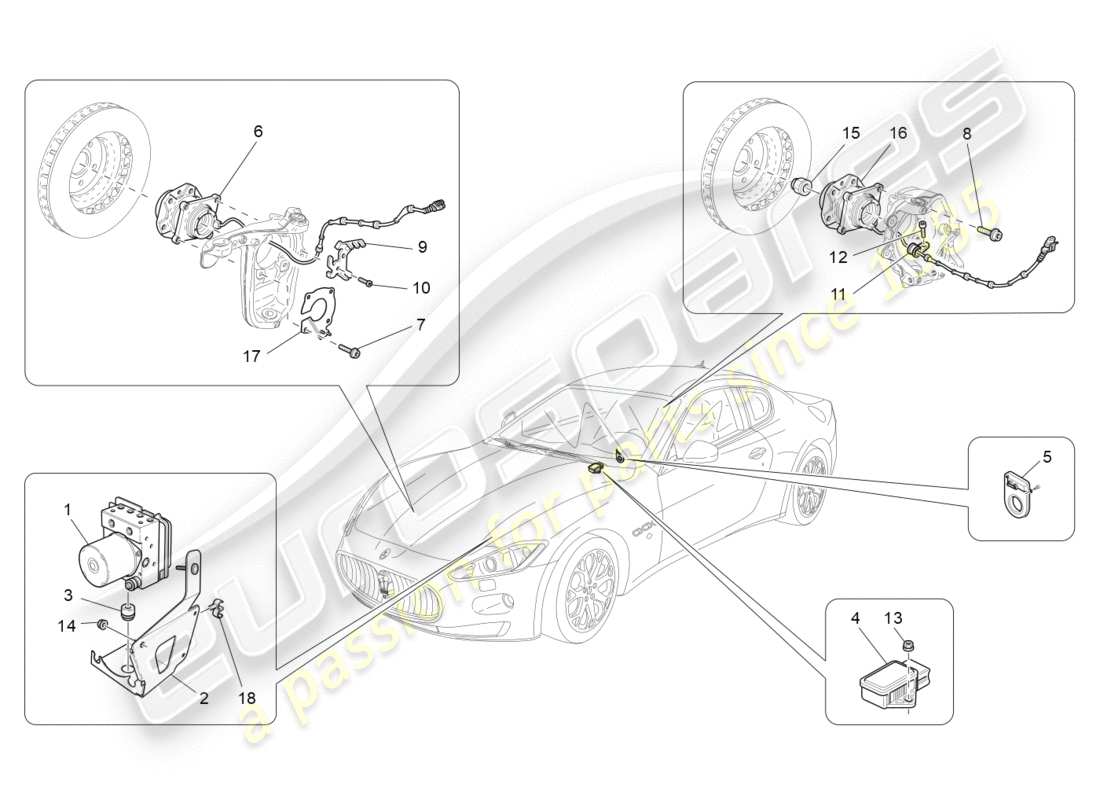 maserati granturismo (2011) braking control systems part diagram