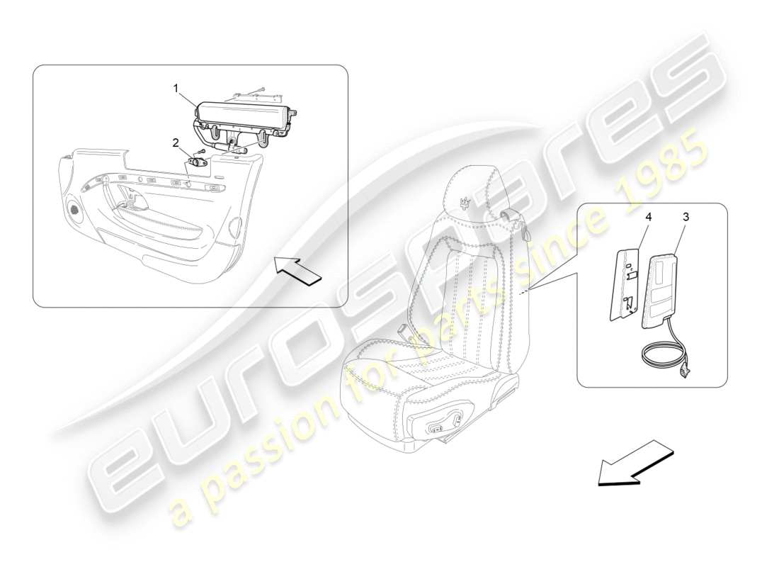 maserati granturismo (2009) front side bag system parts diagram