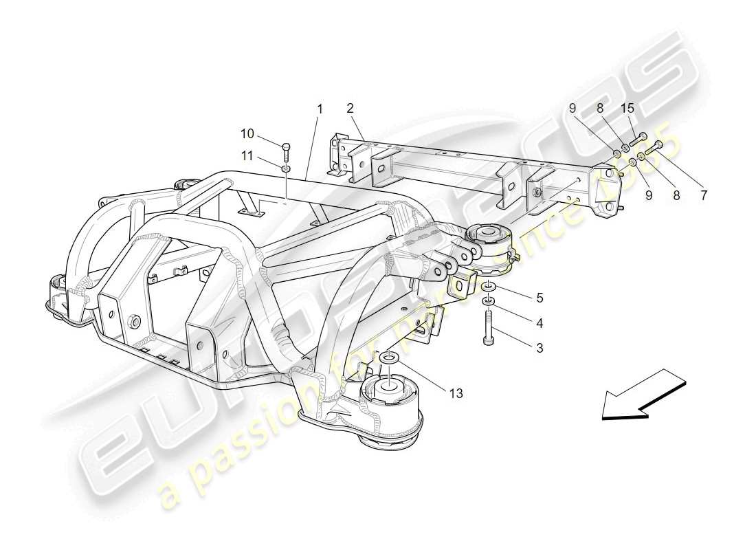 maserati granturismo (2009) rear chassis part diagram