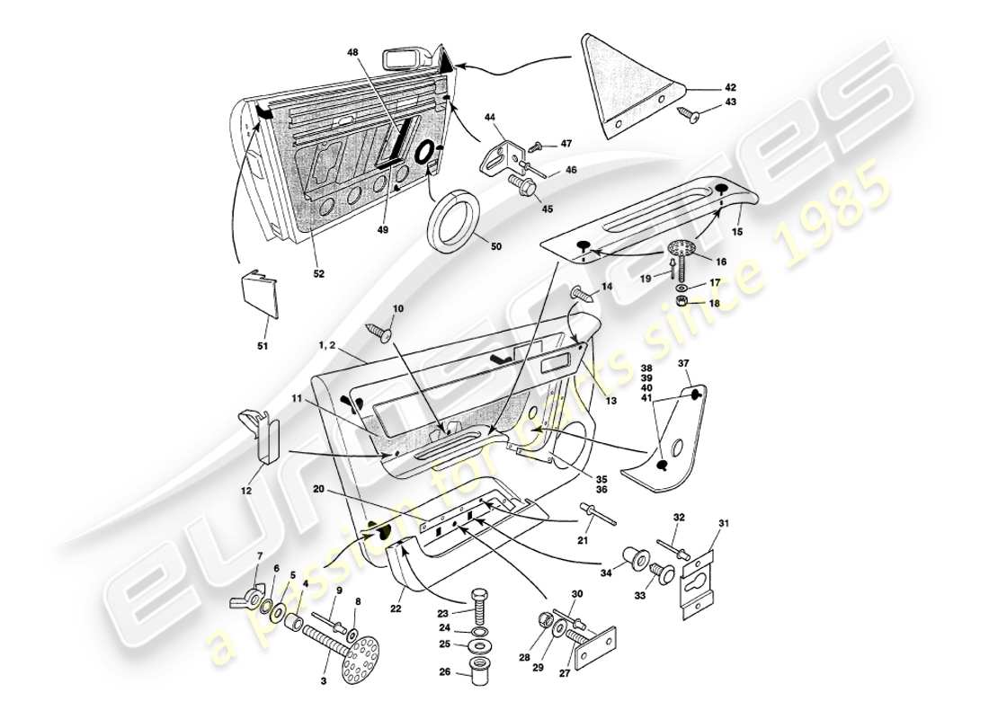 aston martin v8 volante (1997) door casing part diagram