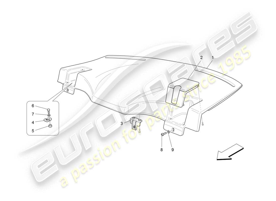 maserati granturismo (2008) rear parcel shelf part diagram