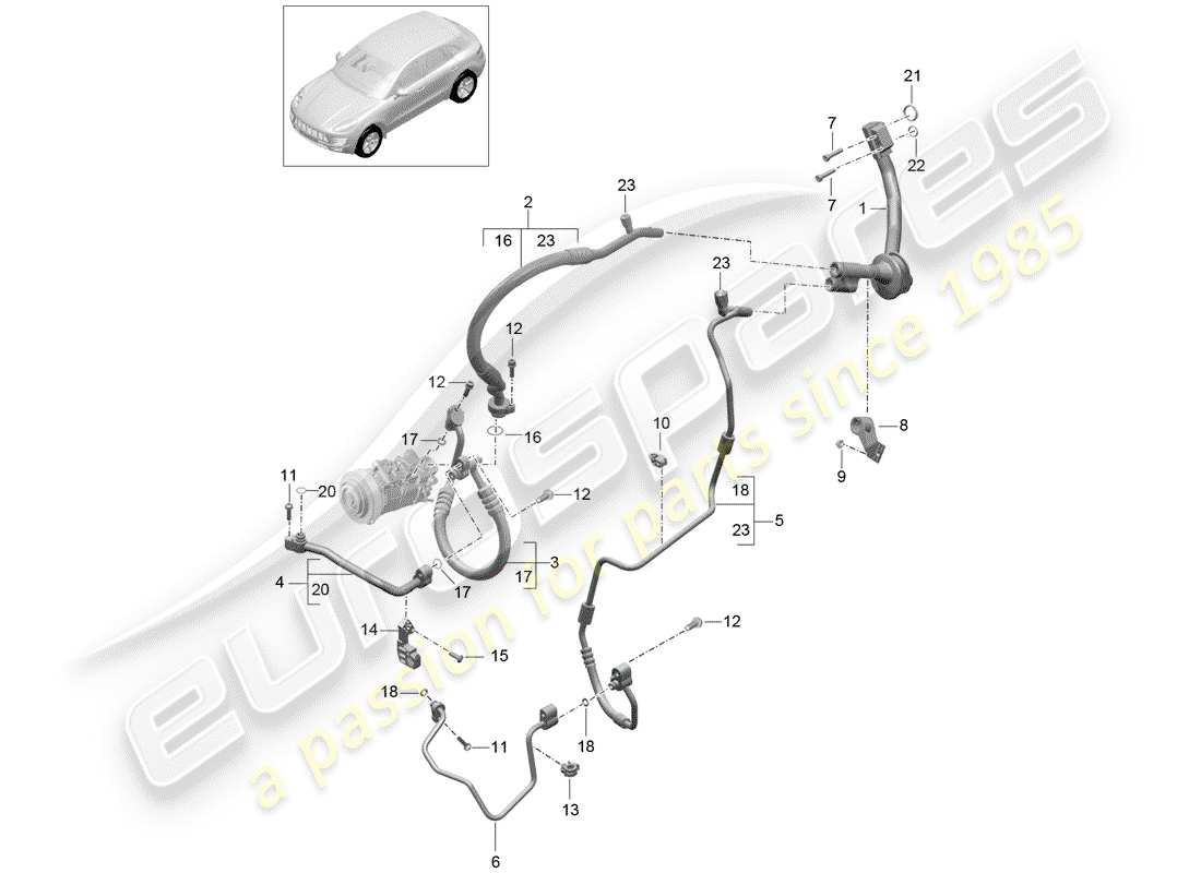 porsche 2014 (macan) refrigerant circuit part diagram