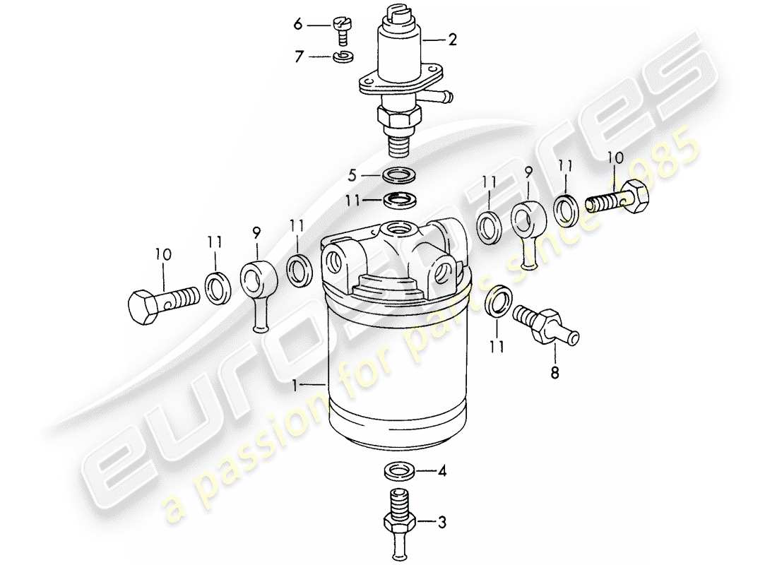 porsche 1969 (911/912) repair material - for - fuel filter - - bosch - - d - mj 1969>> part diagram