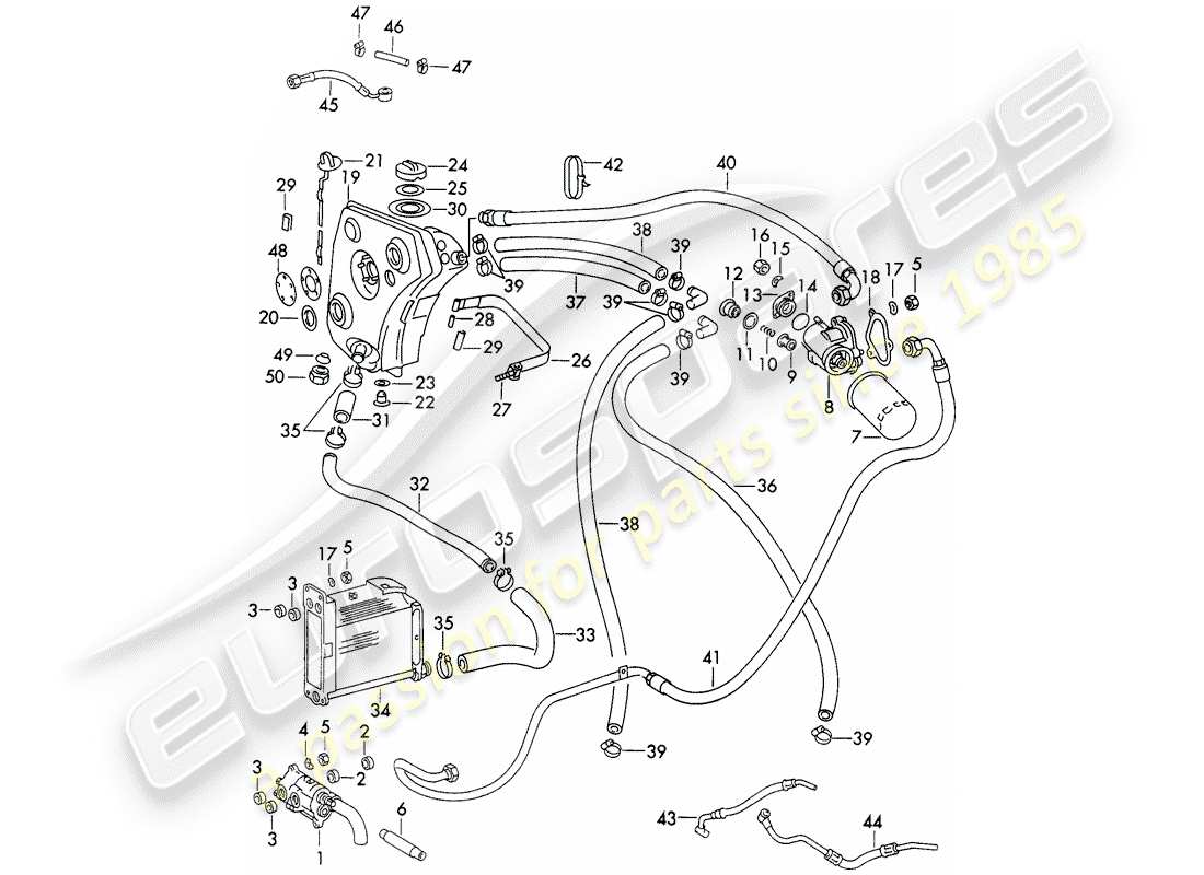 porsche 1970 (911) engine lubrication - typ 911/51/52/57 - d - mj 1972>> - mj 1973 part diagram