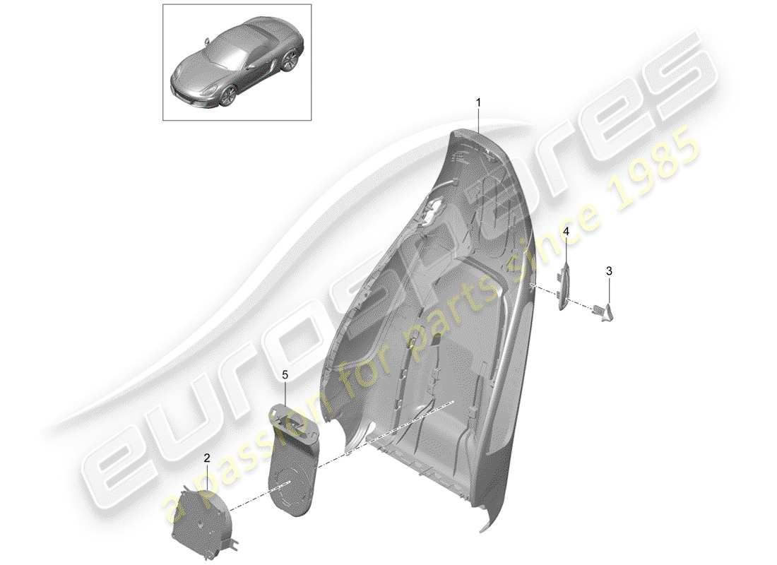 porsche 2016 (981 boxster) backrest shell part diagram