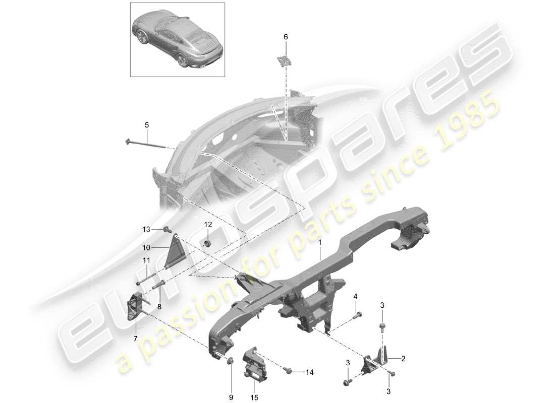 porsche 991 turbo (2017) retaining frame part diagram