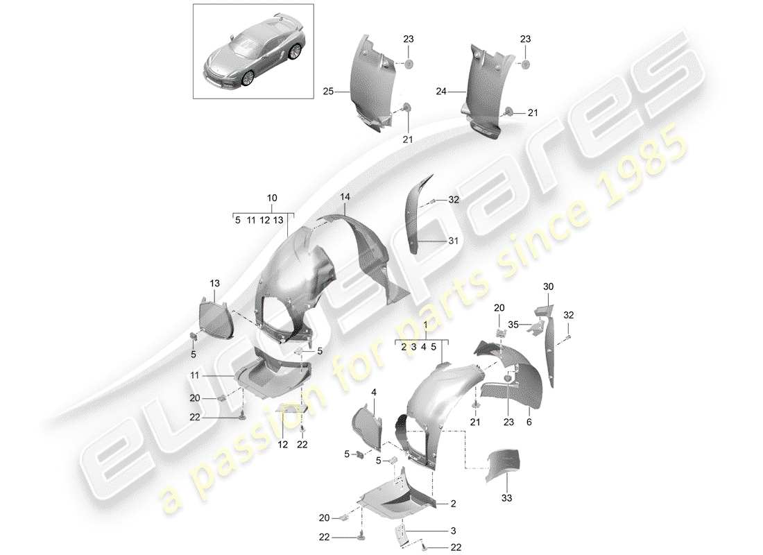 porsche 2016 (981 cayman gt4) trims part diagram