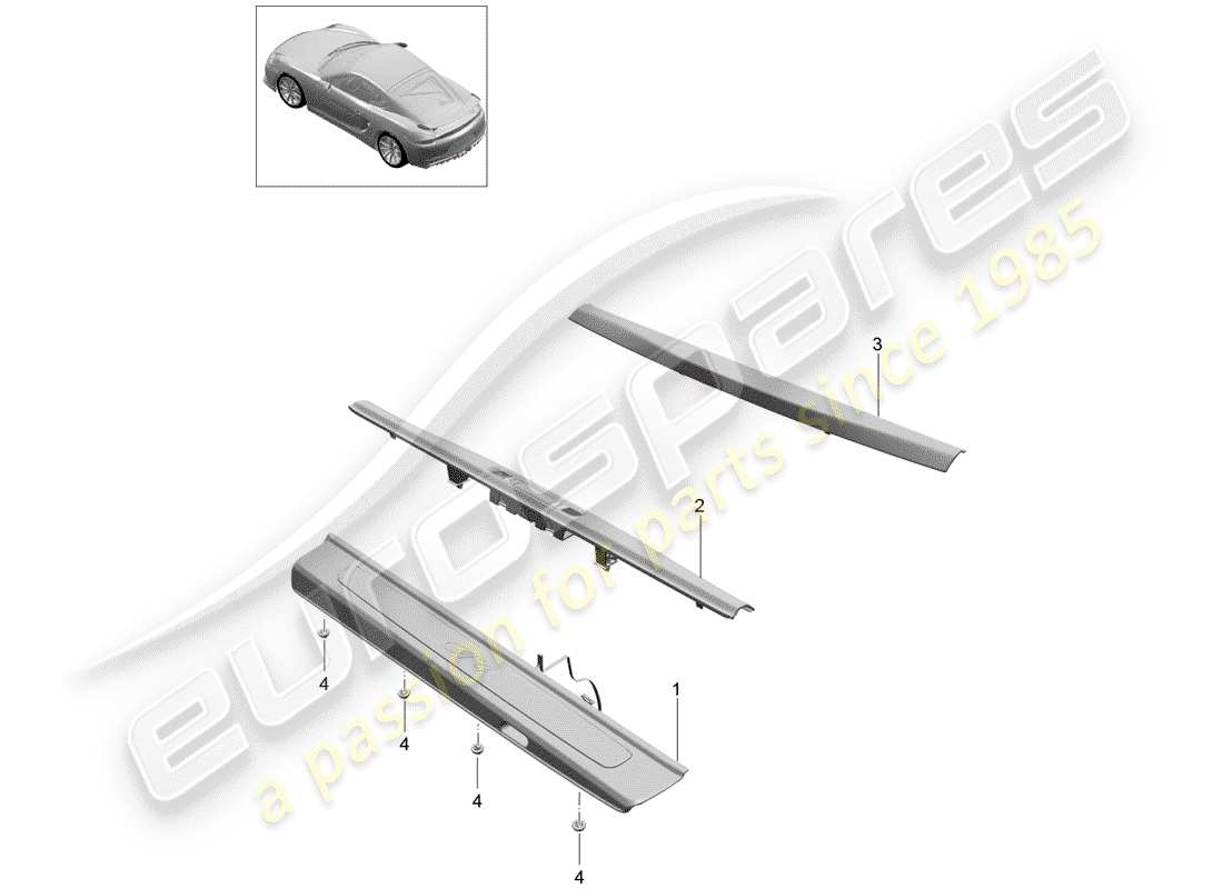 porsche 2016 (981 cayman gt4) scuff plate - sill panel part diagram