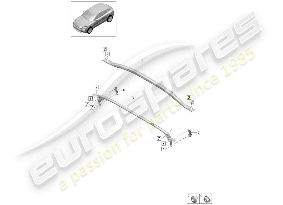 porsche 2019 (macan) dome strut part diagram