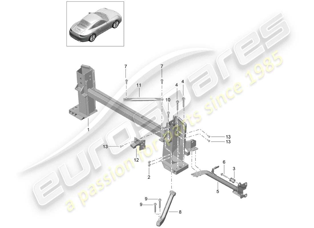 porsche 2016 (991-1) retaining frame parts diagram