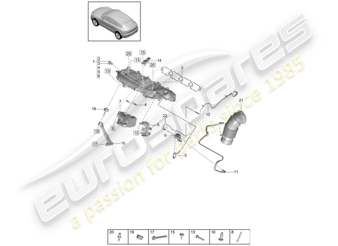 porsche 2020 (macan) intake air distributor part diagram