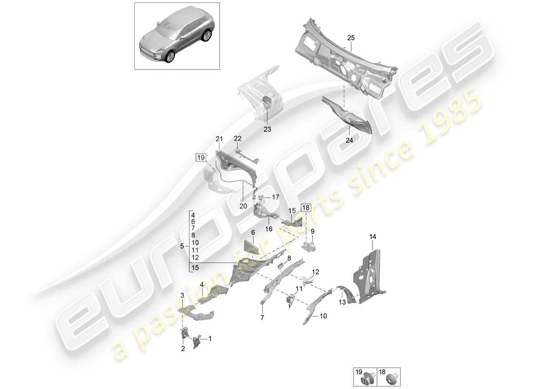 porsche 2019 (macan) front end part diagram