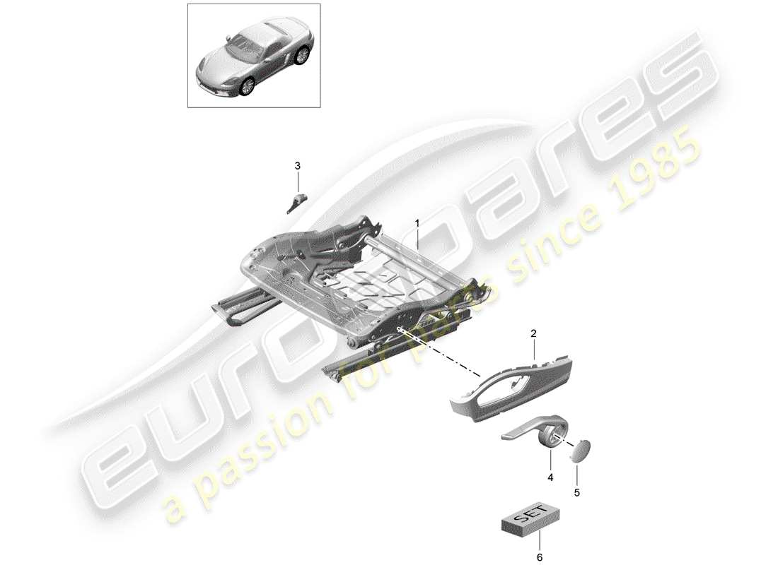 porsche 718 boxster (2019) seat frame parts diagram
