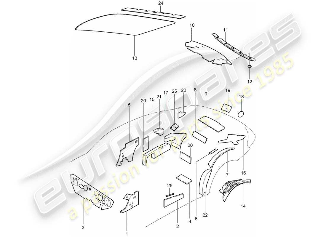 porsche 2010 (997-2) body shell part diagram