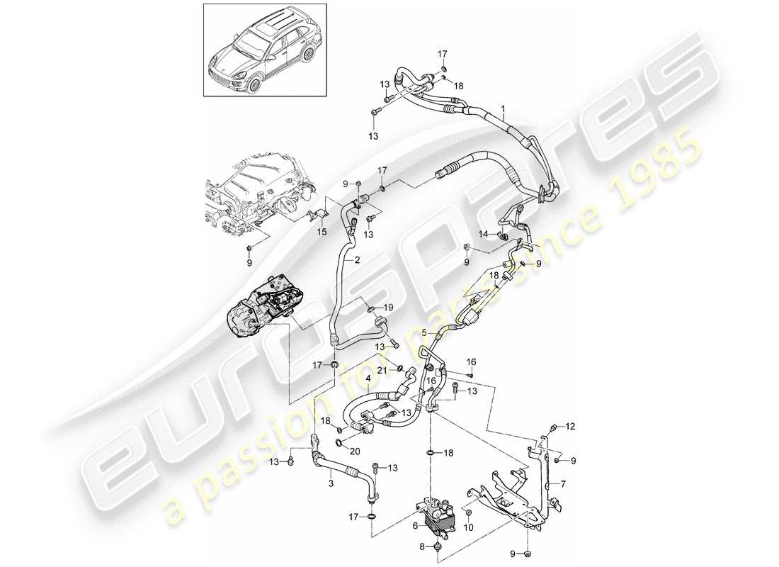 porsche 2015 (cayenne e2 92a) refrigerant circuit part diagram