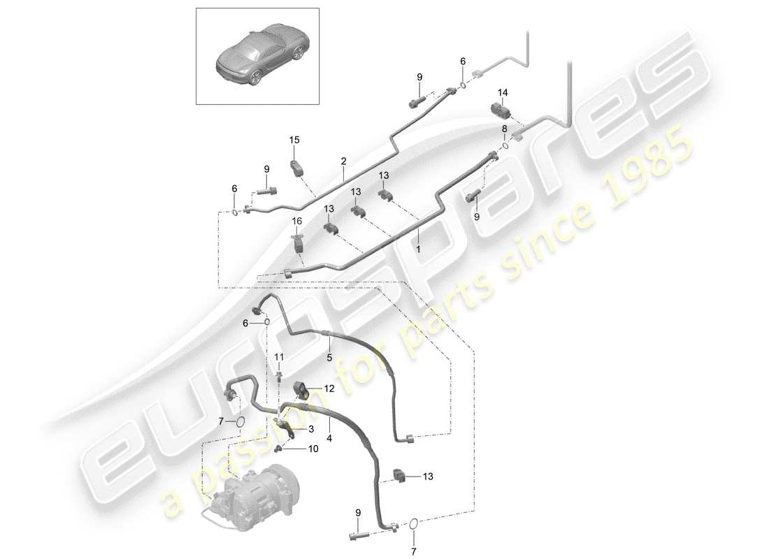 porsche 2014 (981 boxster) refrigerant circuit part diagram