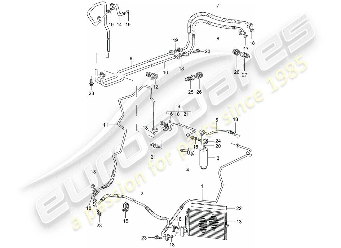 porsche 2006 (987 cayman) refrigerant circuit part diagram