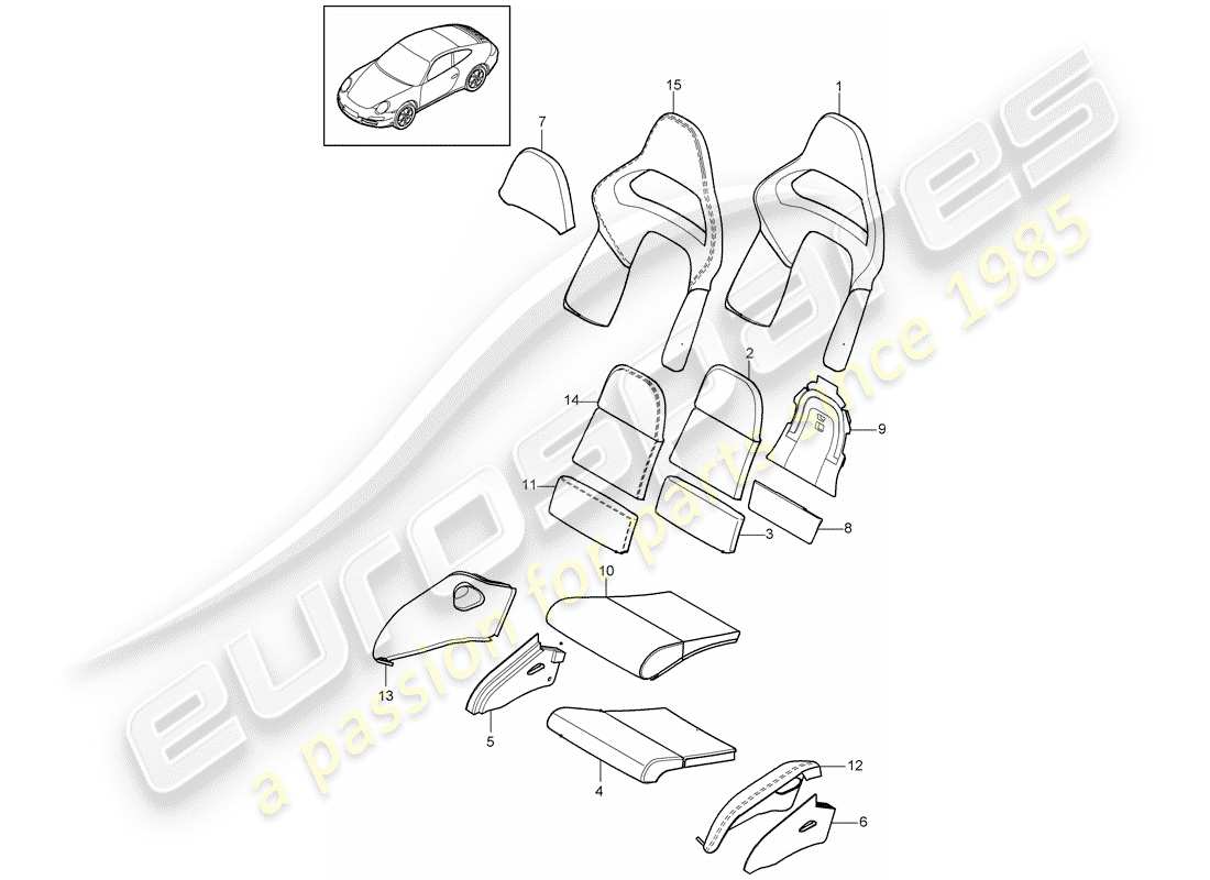 porsche 2010 (997-2) foam part part diagram
