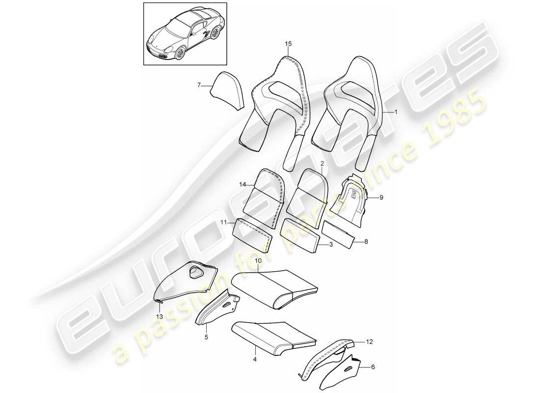 porsche 2011 (987 cayman) foam part part diagram