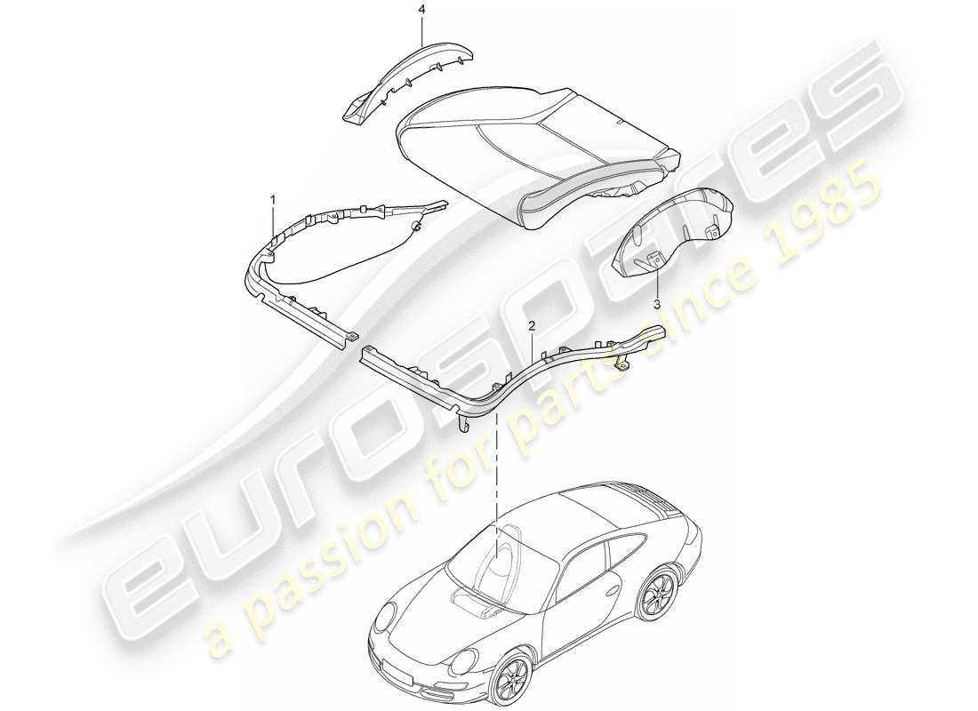 porsche 2009 (997-2) cushion carrier part diagram