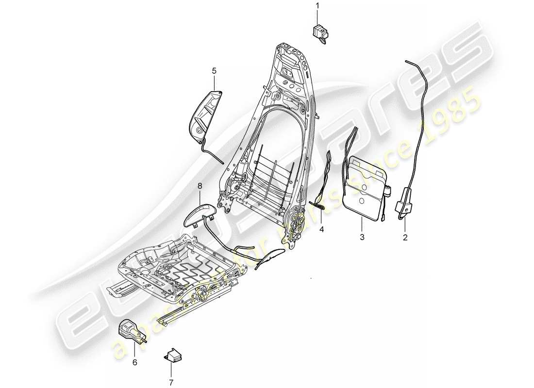 porsche 2011 (997-2 gt3) lumbar support part diagram