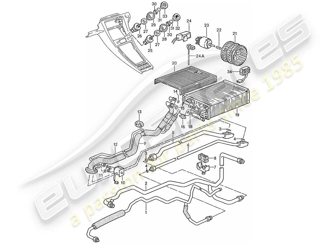 porsche 928 (1987) air conditioner - lines - auxiliary units part diagram