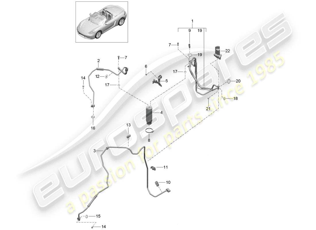 porsche 718 boxster (2019) refrigerant circuit parts diagram