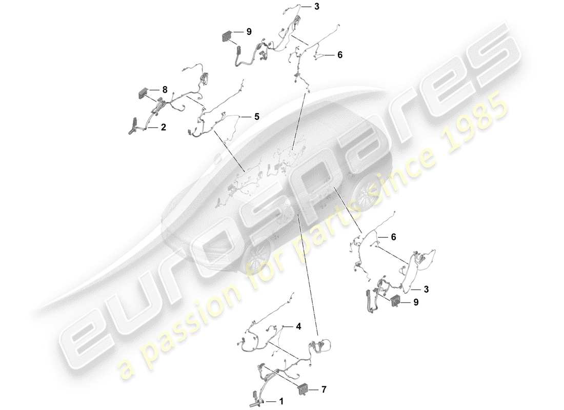 porsche 2018 (cayenne e3 9ya/9yb) wiring harnesses part diagram