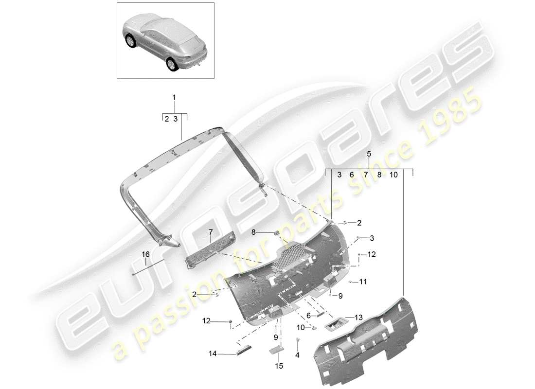 porsche 2014 (macan) trims part diagram