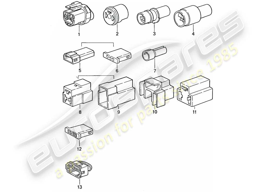 porsche 1991 (944) connector housing - 3-pole part diagram
