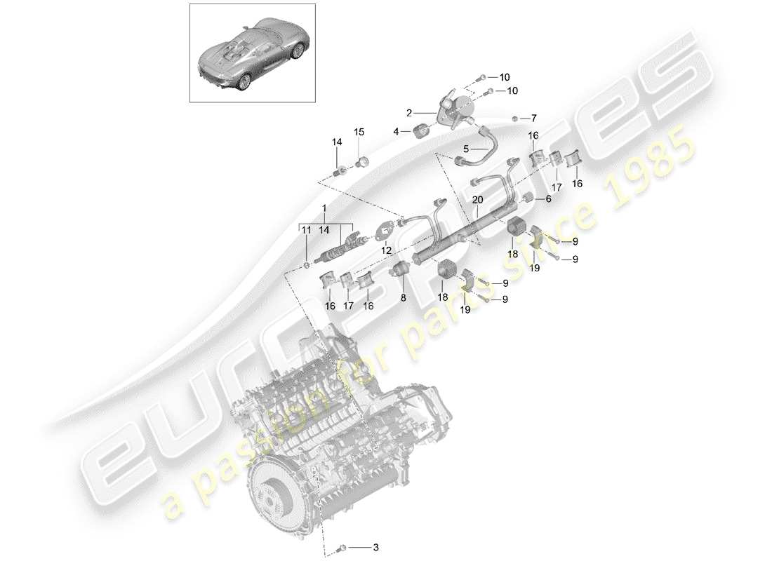 porsche 2015 (918 spyder) fuel collection pipe part diagram