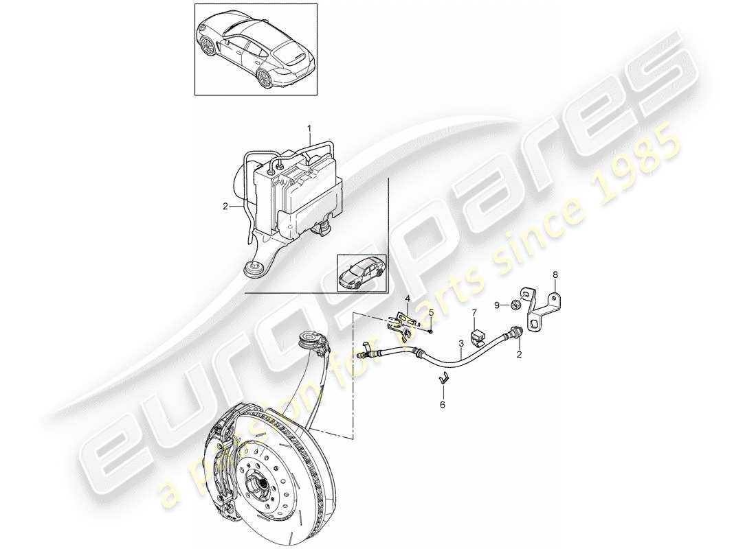 porsche panamera 970 (2016) brake lines part diagram