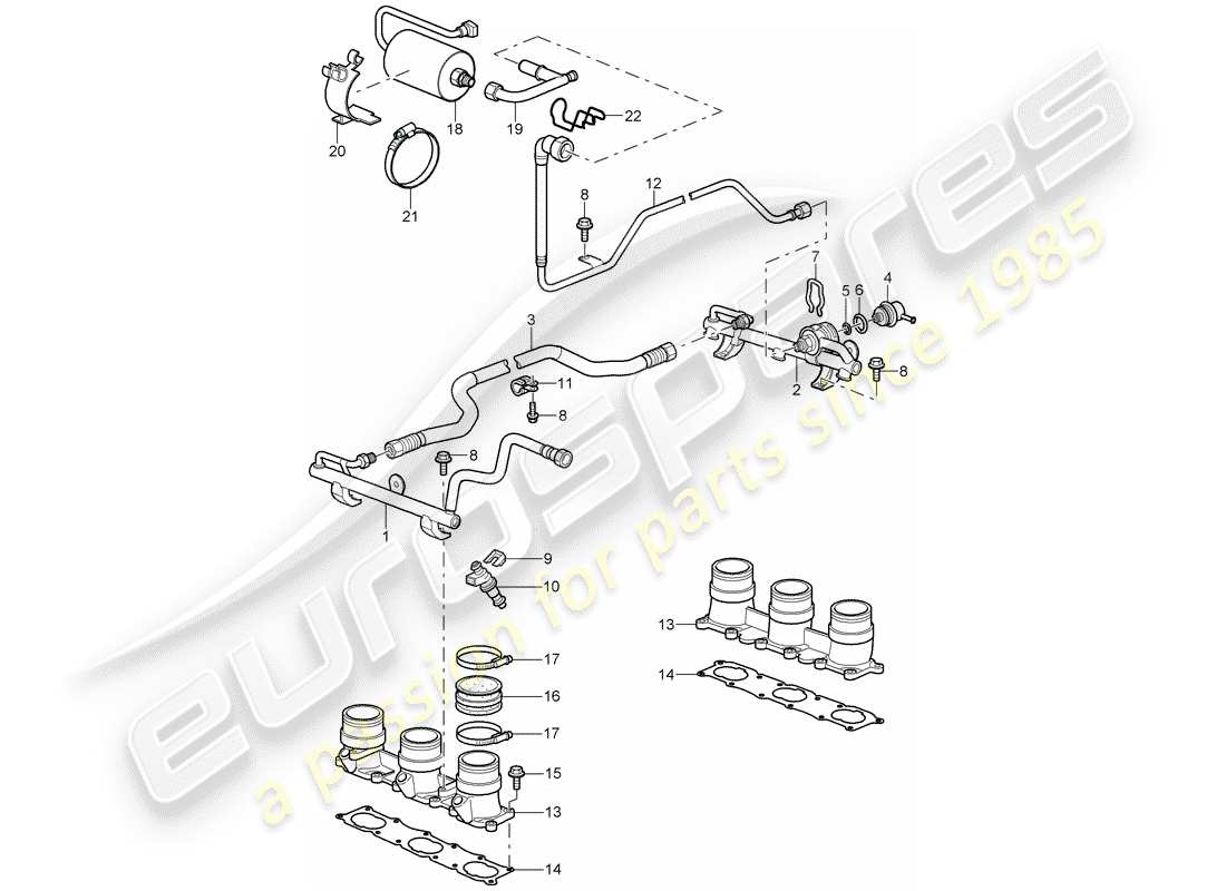 porsche 2009 (997-2 gt3) fuel collection pipe parts diagram