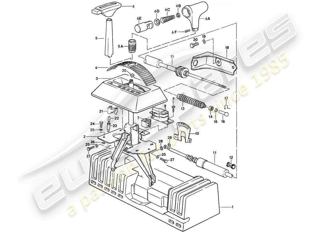 porsche 1984 (944) shift mechanism - automatic transmission parts diagram