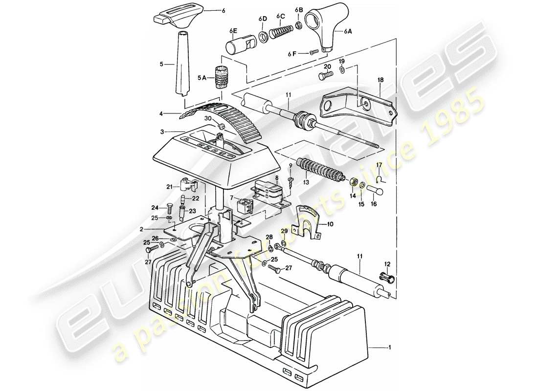 porsche 944 (1984) shift mechanism - automatic transmission part diagram