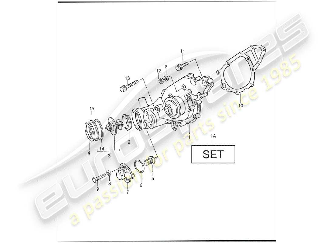 porsche 1991 (944) water pump part diagram