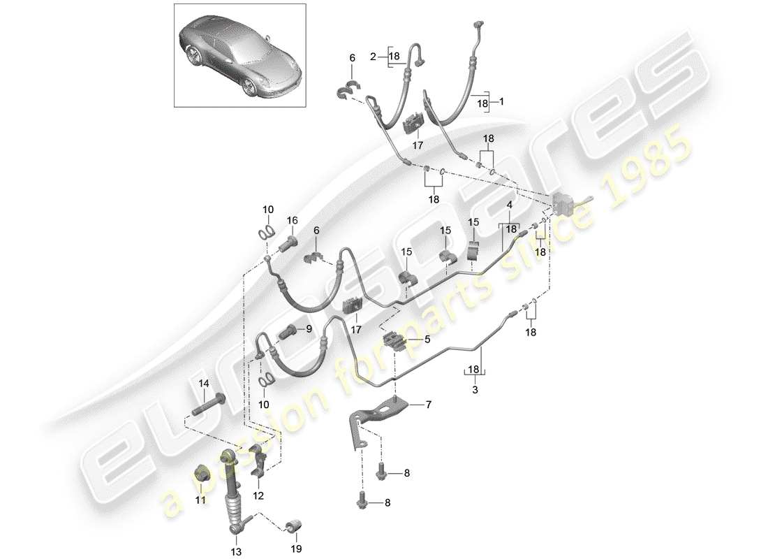 porsche 2014 (991-1) lines part diagram