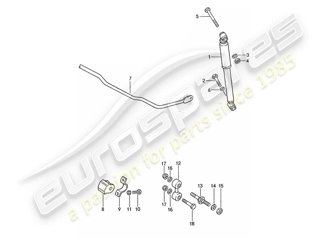 porsche 1991 (944) vibration damper - stabilizer part diagram