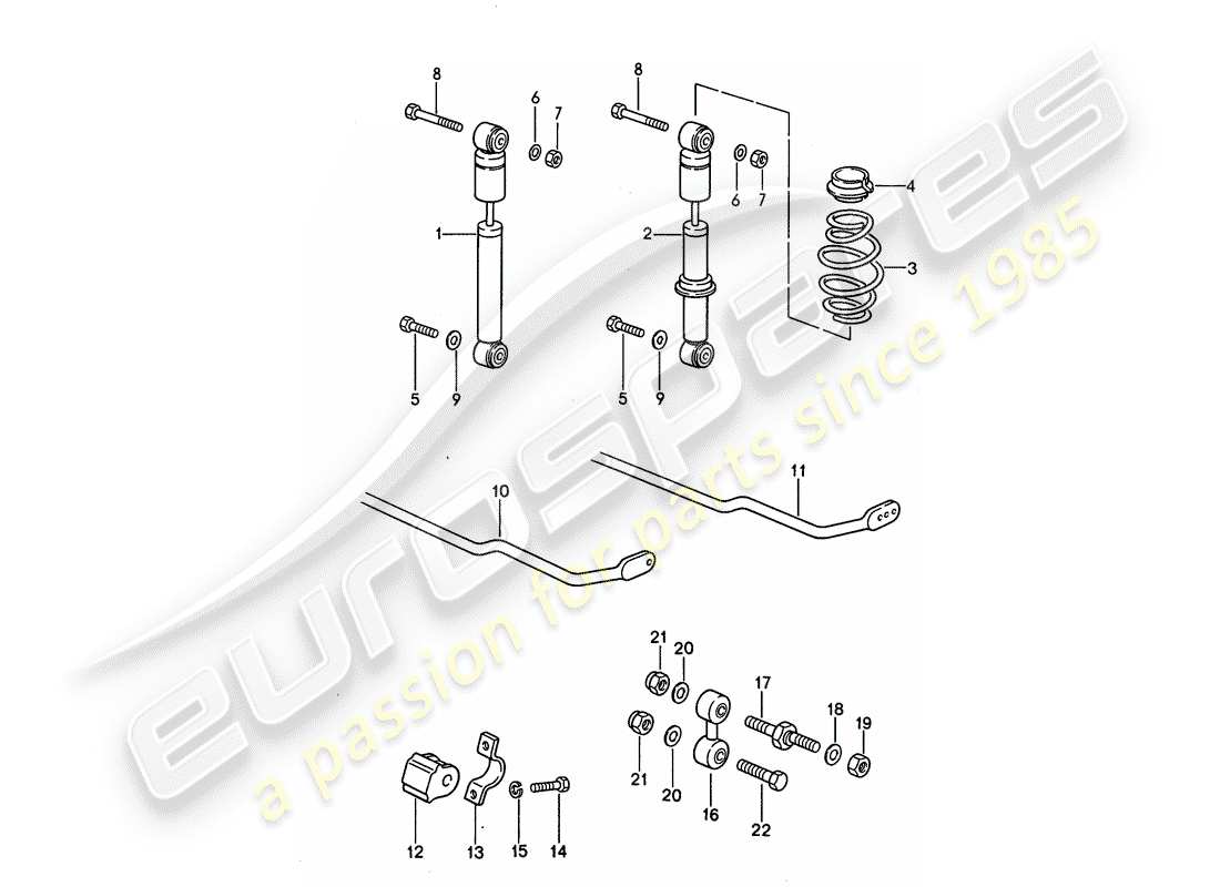 porsche 1992 (968) vibration damper - stabilizer parts diagram