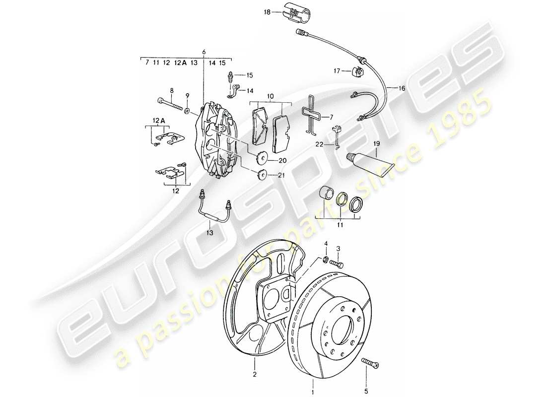 porsche 928 (1995) disc brakes - see technical information - gr.4 nr. 1/89 part diagram