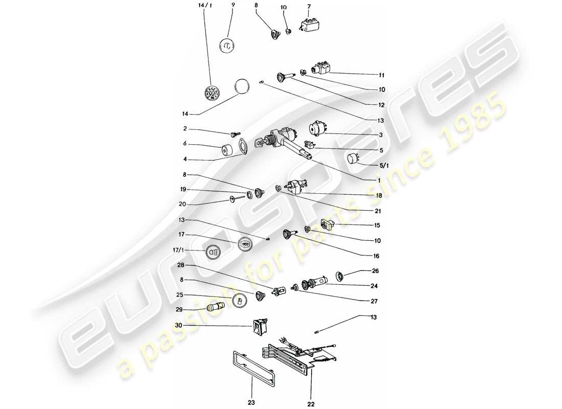 porsche 1975 (914) switch - dashboard trim part diagram