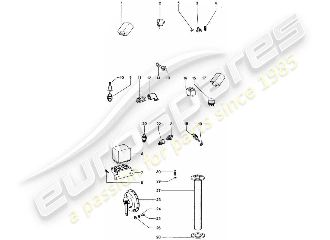 porsche 1970 (914) switch - relay - horn part diagram