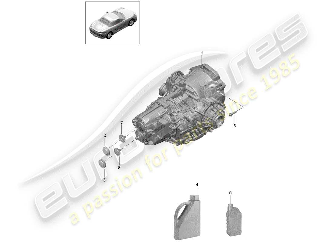 porsche 2019 (718 boxster) - pdk - part diagram