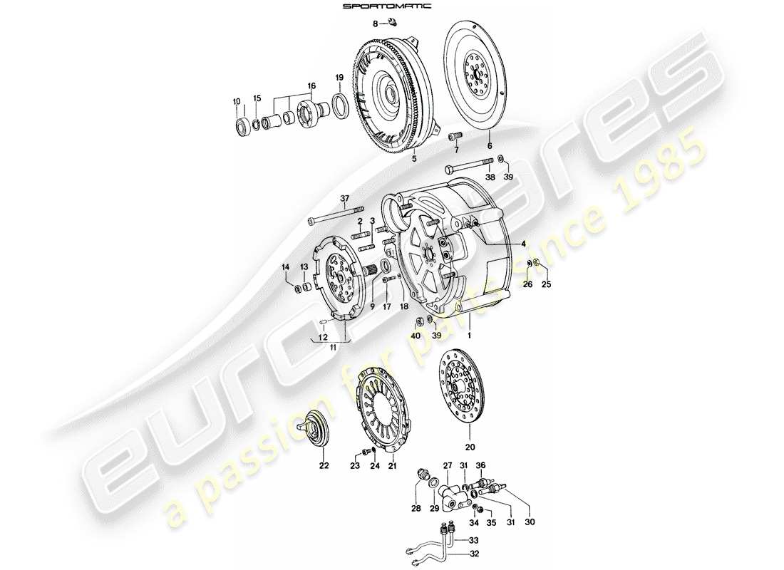 porsche 1970 (914) torque converter - converter housing part diagram
