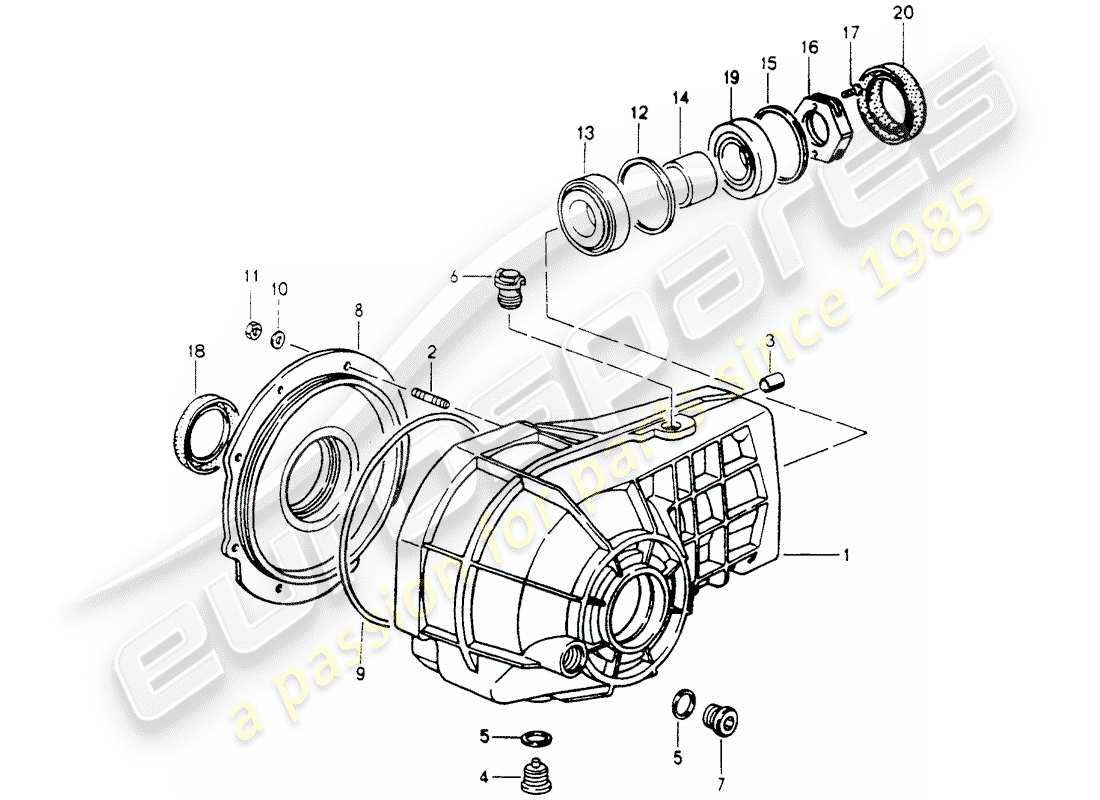 porsche 1989 (964) front axle differential parts diagram
