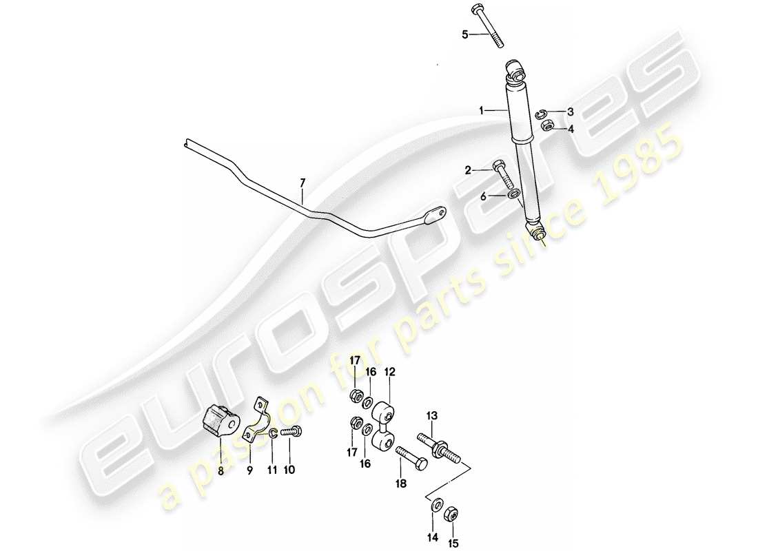 porsche 1986 (924s) vibration damper - stabilizer part diagram