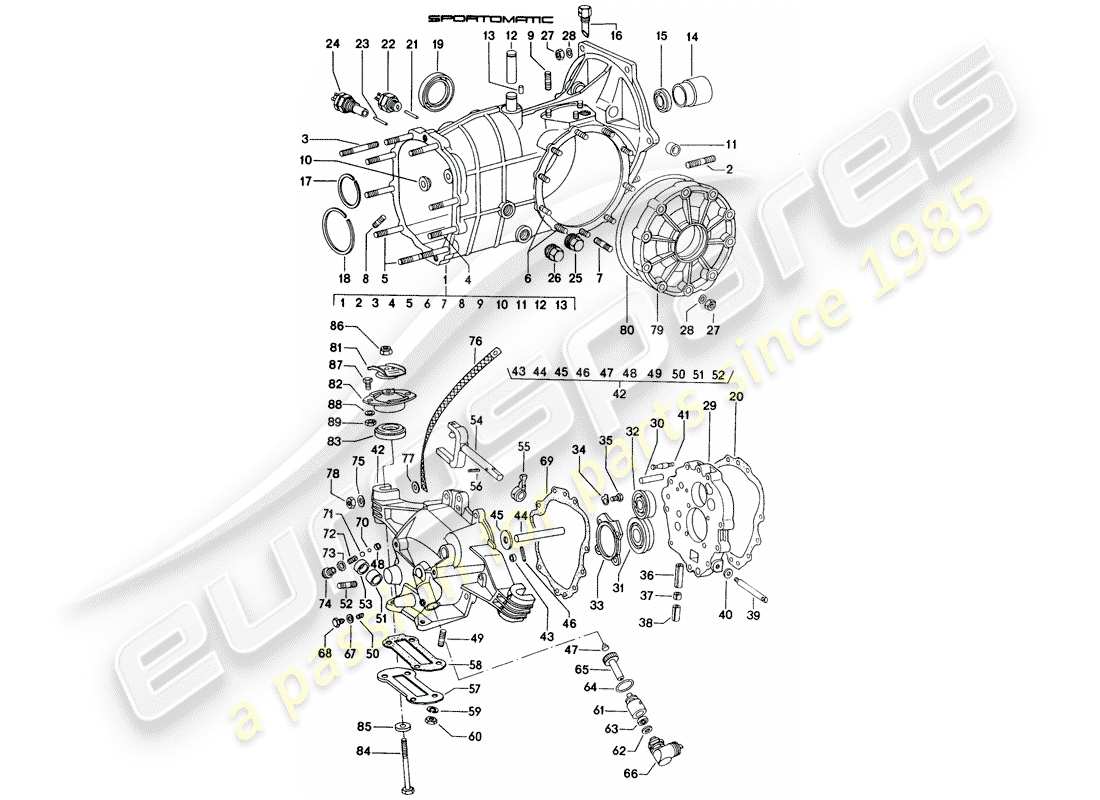 porsche 1975 (914) transmission case part diagram