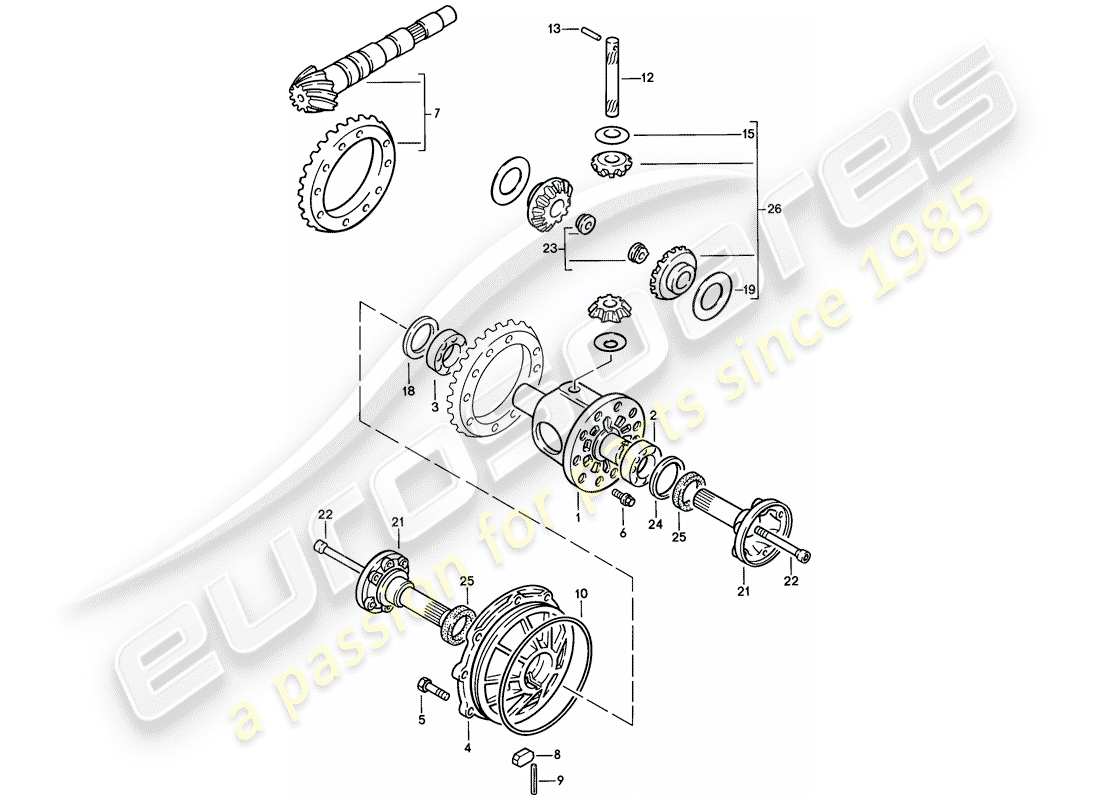 porsche 1977 (924) differential - 4-speed part diagram